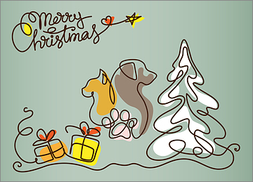 Pet Snow Tree Card