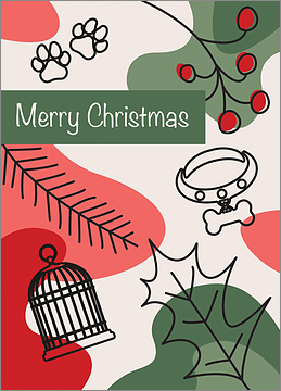 Pets Holly Holiday Card