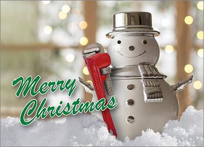Plumber Christmas Card (Glossy White) 