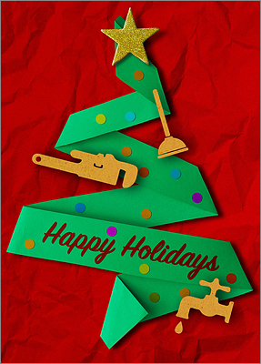 Plumbing Green Tree Card (Glossy White) 