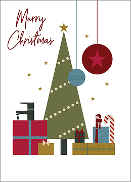 Plumbing Green Tree Christmas Card