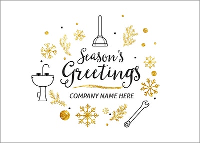 Plumbing Icons Christmas Card (Glossy White) 