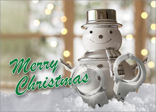 Police Snowman Holiday Card