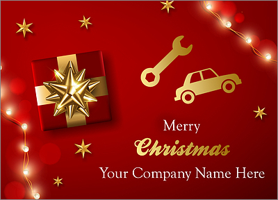 Red Auto Mechanic Christmas Card