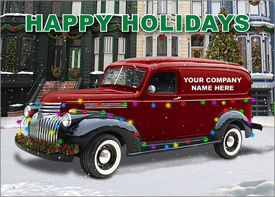 Red Christmas Van Card