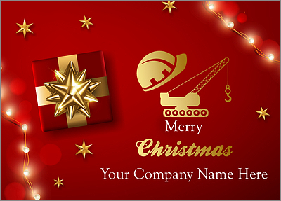 Red Construction Christmas Card (Glossy White) 