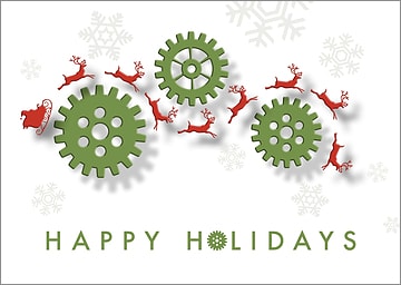 Reindeer Gears Christmas Card