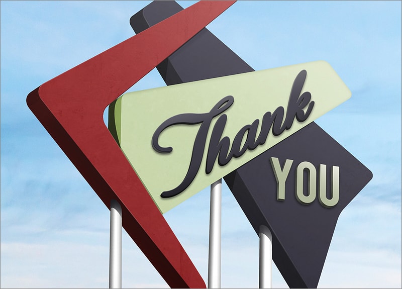 Retro Thank You Card (Glossy) | Ziti Cards