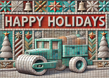 Road Roller Christmas Card Glad