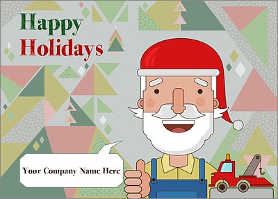 Santa Towing Christmas Card (Glossy White) 