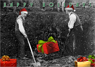 Shovel Laborers Christmas Card