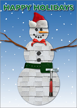 Snowman Roofing Christmas Card