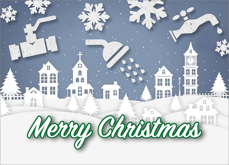 Custom Snowy Plumber Christmas Card Ziti Cards