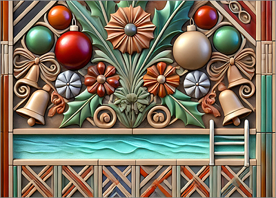 Swimming Pool Christmas Card gleeful