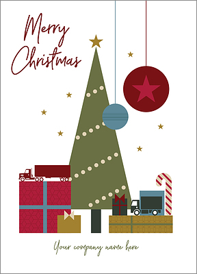 Tanker Truck Green Tree Holiday Card