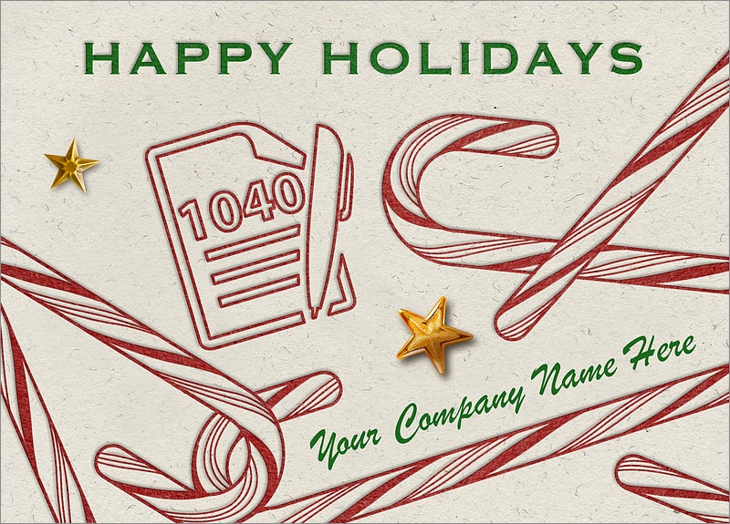 Tax Candy Canes Christmas Cards Customized For Your Business