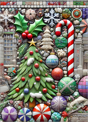 Tile Christmas Card Festive (Glossy White) 