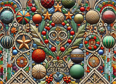 Tile Christmas Card Whimsical (Glossy White) 