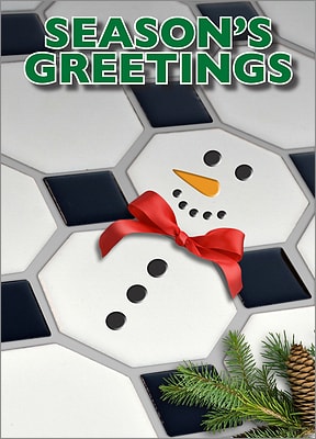Tile Snowman Christmas Card (Glossy White) 
