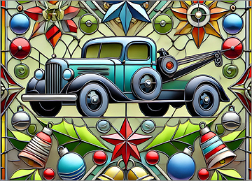 Tow Truck Christmas Card Energetic