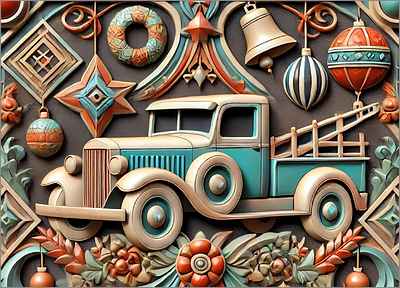 Tow Truck Christmas Card Lambent (Glossy White) 