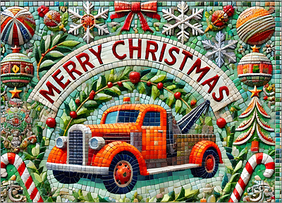 Tow Truck Christmas Card Lustrous