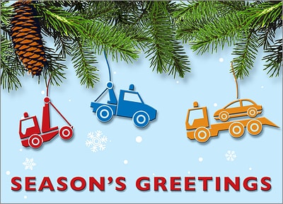 Tow Truck Christmas Card (Glossy White) 