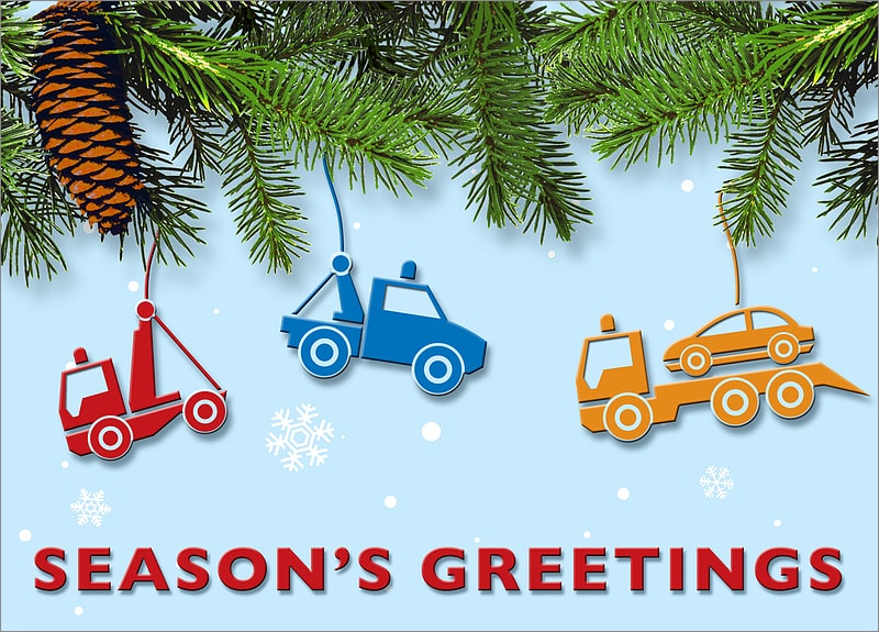 Tow Truck Christmas Cards Personalized For Your Business