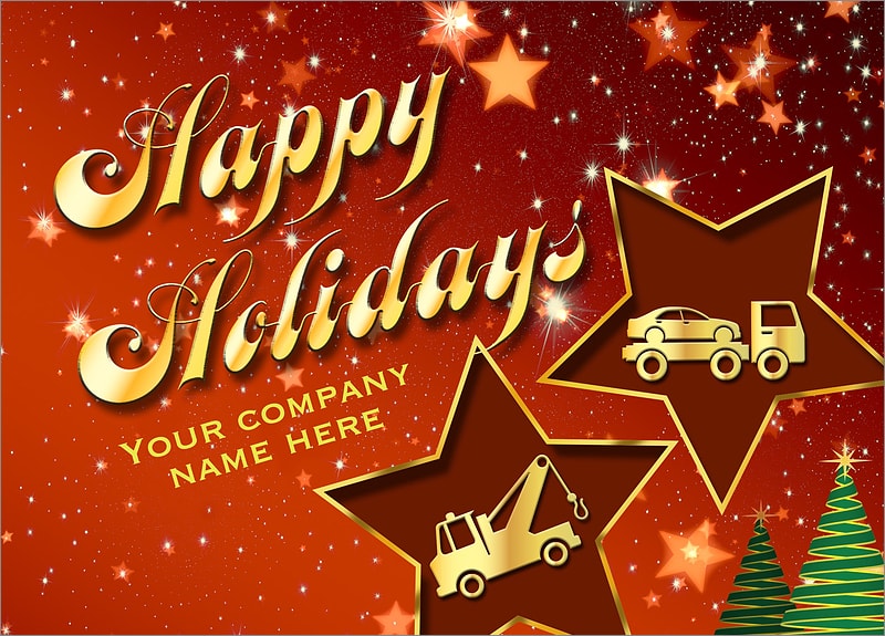 Tow Truck Christmas Sky Cards Customized For Your Business