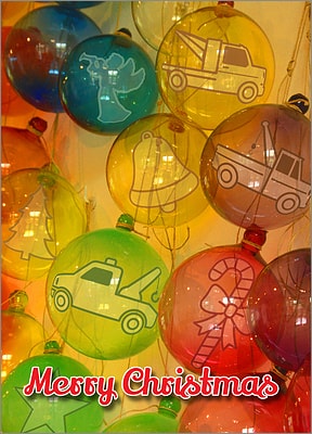 Tow Truck Glass Ornaments