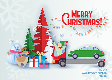 Tow Truck Merry Elf Card
