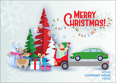 Tow Truck Merry Elf Card