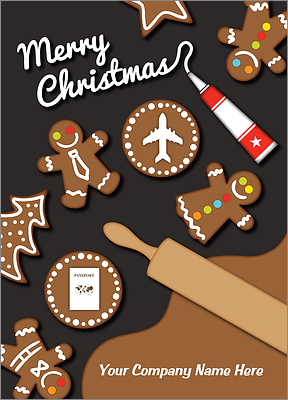 Travel Gingerbread Christmas Card (Glossy White) 