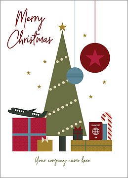 Travel Green Tree Christmas Card