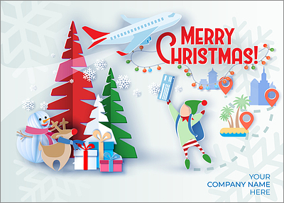 Travel Merry Elf Card (Glossy White) 