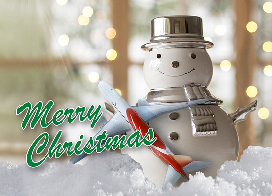 Travel Snowman Holiday Card