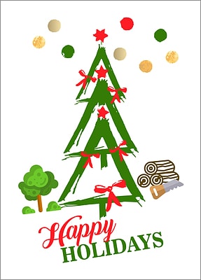 Tree Cutters Holiday Card (Glossy White) 