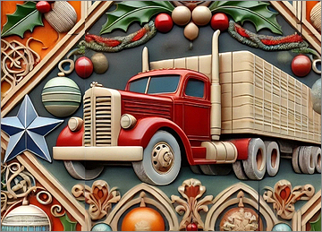 Trucker Christmas Card Merry