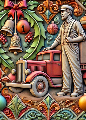 Trucking Christmas Card Bright