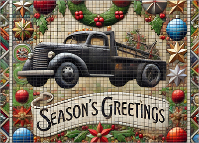 Trucking Christmas Card Showy (Glossy White) 