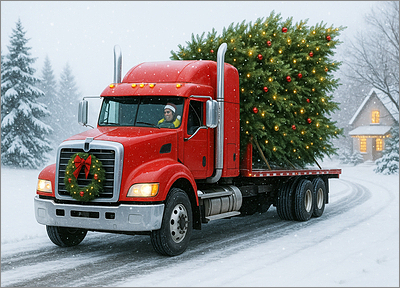 Trucking Christmas Card Tree (Glossy White) 