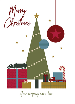 Trucking Green Tree Christmas Card