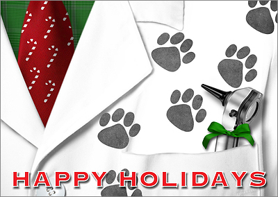 Veterinarian Pawprint Holiday Card (Glossy White) 