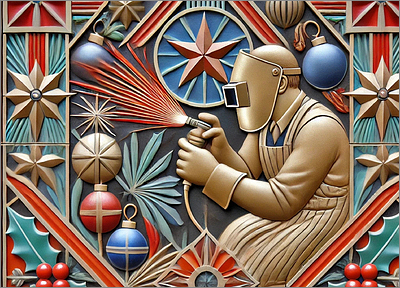 Welder Christmas Card Rustic