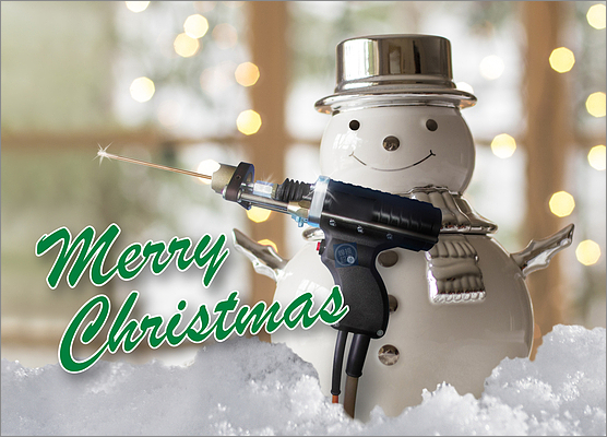 Welder Snowman Holiday Card (Glossy White) 