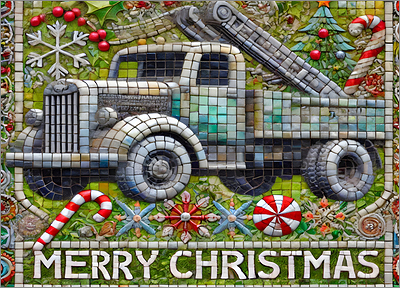 Wrecker Christmas Card Vivid (Glossy White) 