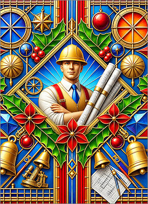 Architect Christmas Card Glass (Glossy White) 