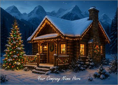 Architecture Christmas Card Cabin (Glossy White) 