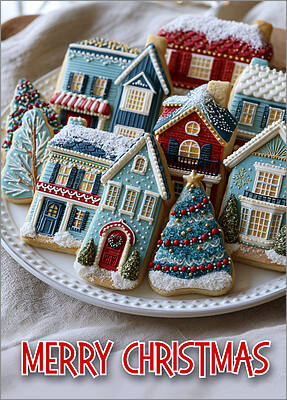 Architecture Cookies Christmas Card (Glossy White) 