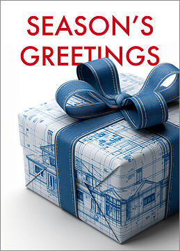 Blueprint Gift Wrap Holiday Card